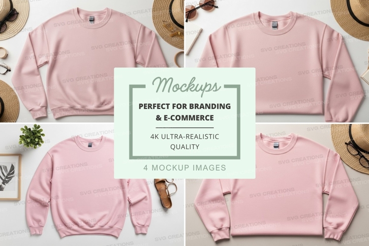 Pink sweatshirt mockup flat lay minimalist lifestyle