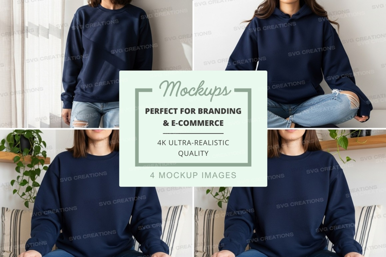 Woman meditating in hoodie mockup on chair at home