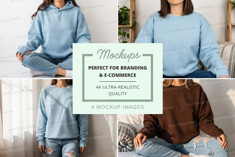 Woman meditating yoga pose mockup hoodie lifestyle