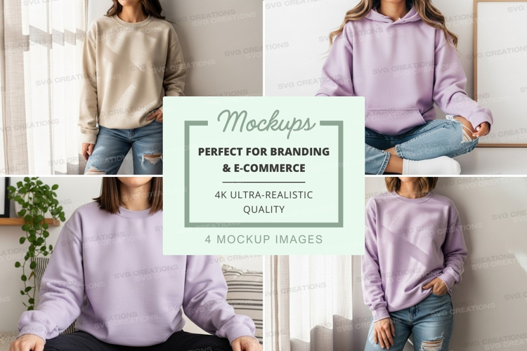 Woman mockup casual hoodie lifestyle home minimalist