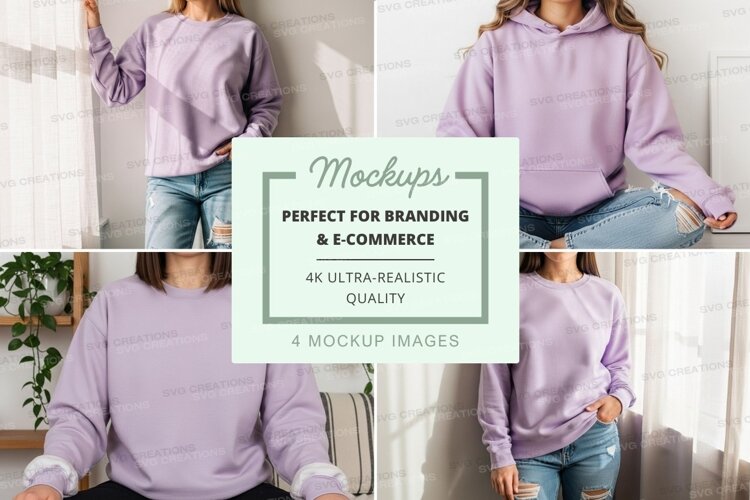 Woman in hoodie mockup meditating at home minimalist lifesty example image 1