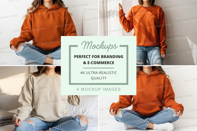 Woman meditating mockup in cozy neutral home setting