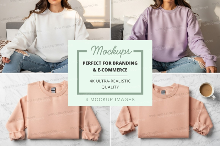 Women wearing casual sweatshirt mockup with coffee