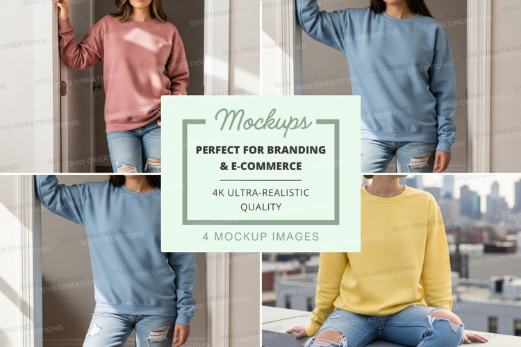 Woman mockup sweater casual pose urban lifestyle