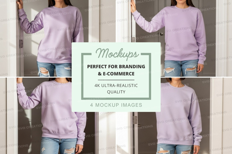 Woman wearing oversized hoodie mockup on white wall