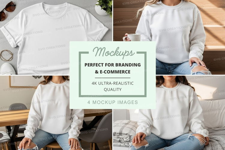 Woman wearing white blouse mockup casual lifestyle home