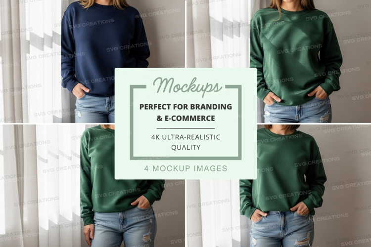 Woman mockup sweater casual jeans indoor lifestyle