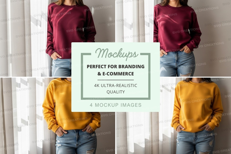 Woman casual sweater mockup on marble wall display