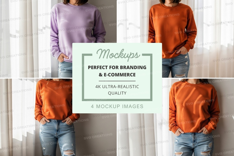 Woman wearing oversized sweater mockup on wall