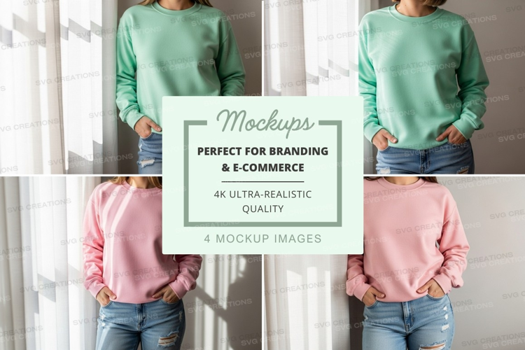 Woman wearing oversized sweater mockup on wall