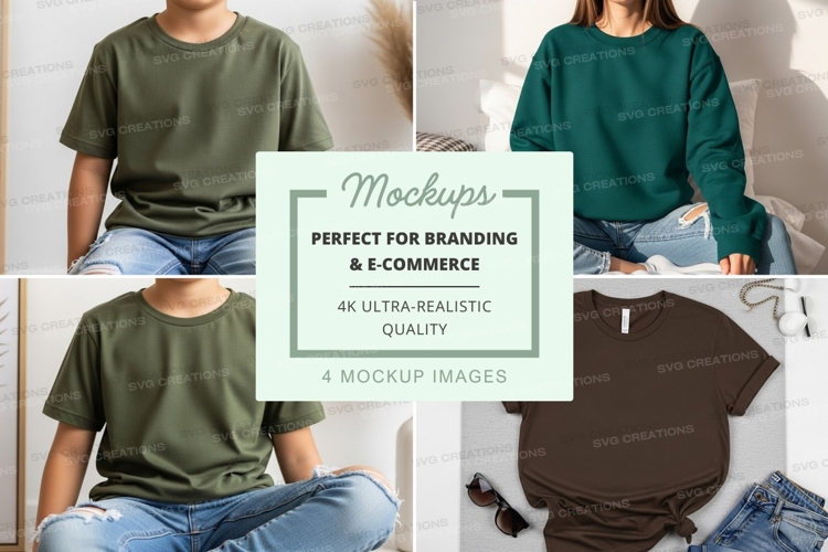 Green t-shirt mockup casual lifestyle minimalist display