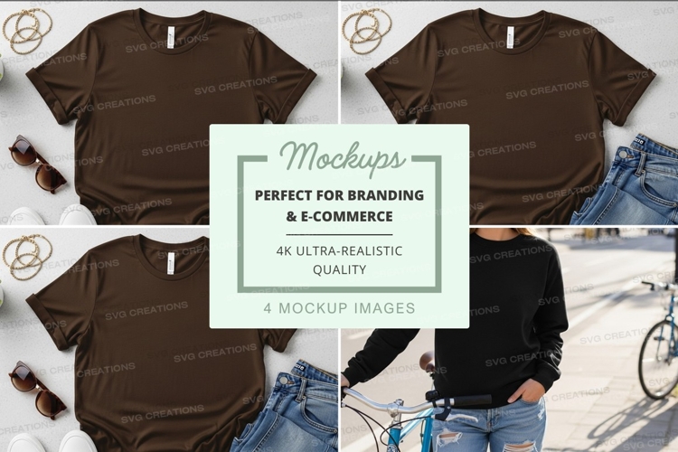 Black t-shirt mockup on jeans with accessories flat lay