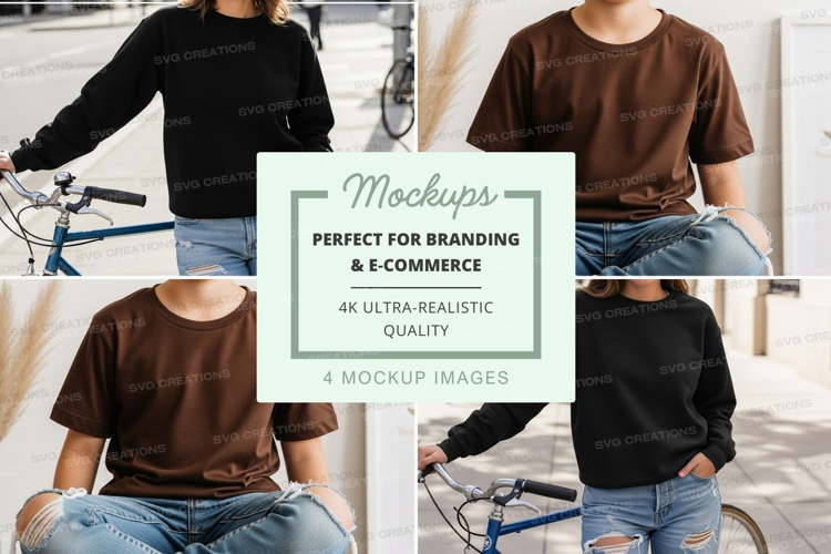 Casual couple mockup biking urban lifestyle minimalist