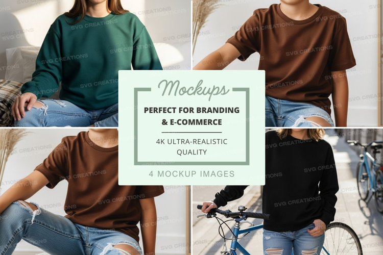 Woman casual mockup sitting jeans urban lifestyle minimalist