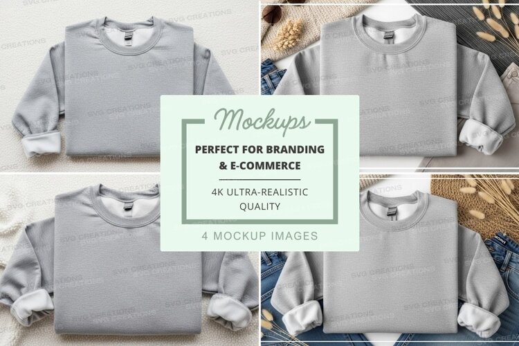 Blank gray sweatshirt mockup on hanger flat lay minimalist example image 1