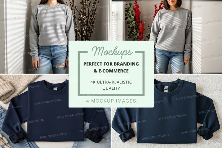 Woman wearing casual oversized sweater mockup on hanger example image 1