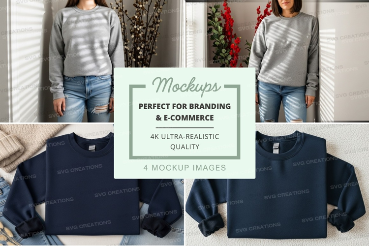 Woman wearing casual oversized sweater mockup on hanger
