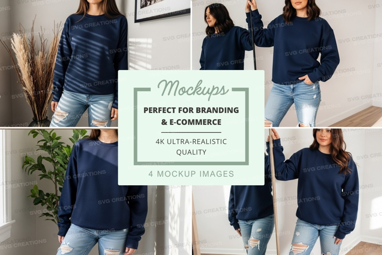 Women wearing blue hoodie mockup on white wall