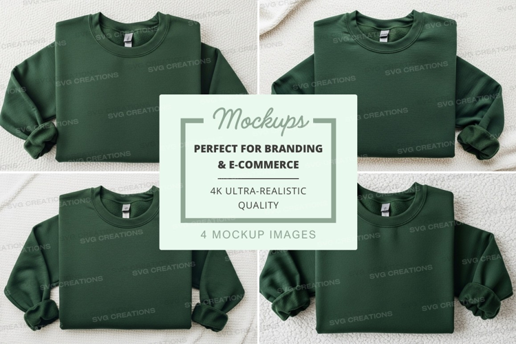Green sweatshirt mockup flat lay minimal design