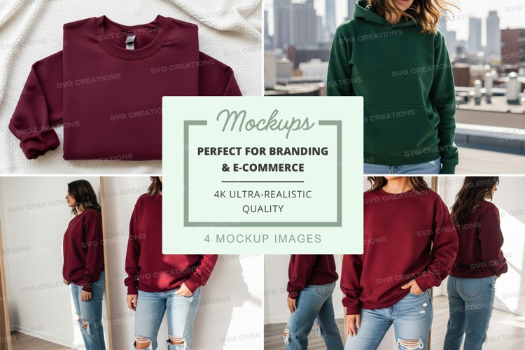 Women wearing mockup hoodie urban lifestyle casual fashion