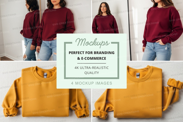 Women wearing oversized sweatshirt mockup on white brick wal