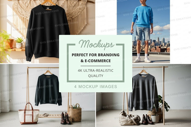 Minimalist clothing mockup on rack urban lifestyle