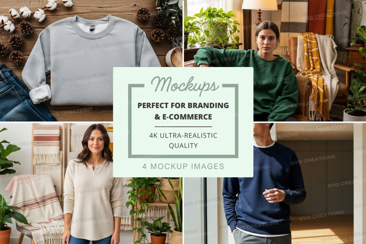 Casual hoodie mockup on diverse models at home