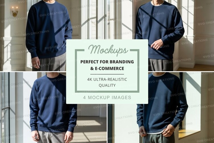 Blue sweatshirt mockup on mannequin indoor display example image 1