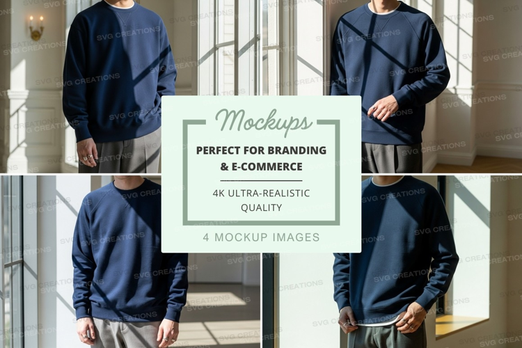Blue sweatshirt mockup on mannequin indoor display