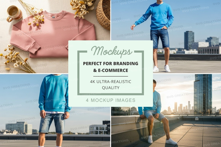 Casual clothing mockup on urban rooftop with cityscape