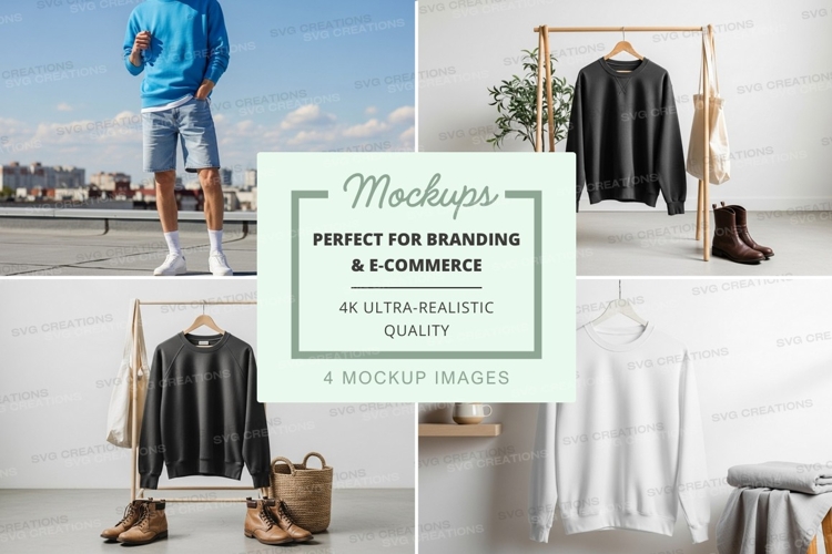 Fashion clothing mockup display on wooden rack minimalist