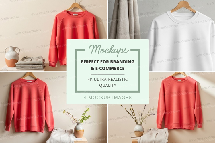 Women's long sleeve sweatshirt mockup on hanger minimalist d