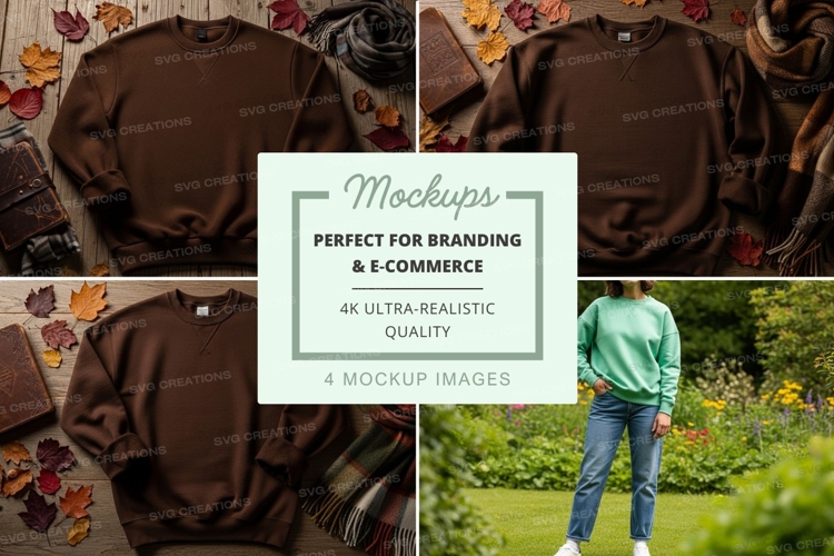 Brown leather bag mockup on autumn leaves background outdoor