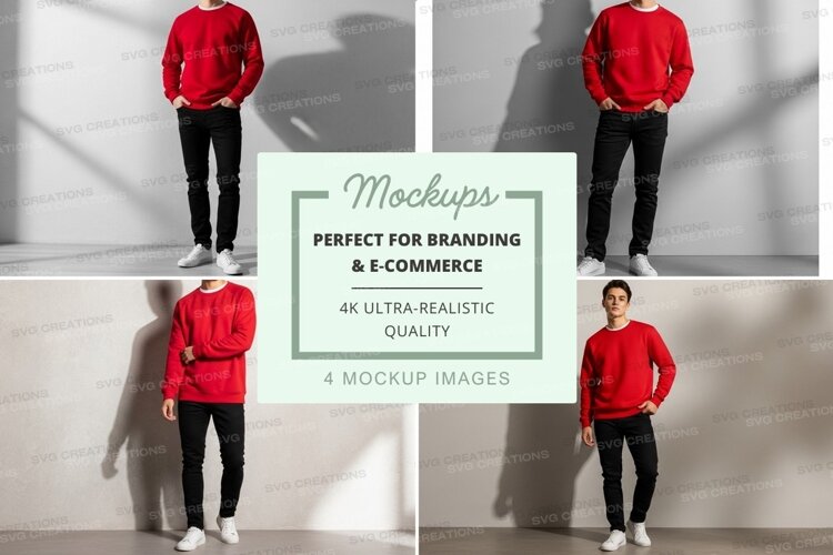 Businessman mockup shadow red shirt minimalist studio example image 1
