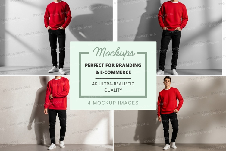Businessman mockup shadow red shirt minimalist studio