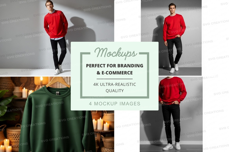 Red hoodie mockup on mannequin and model display