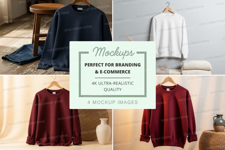 Minimalist knitwear mockup on wooden hangers display example image 1