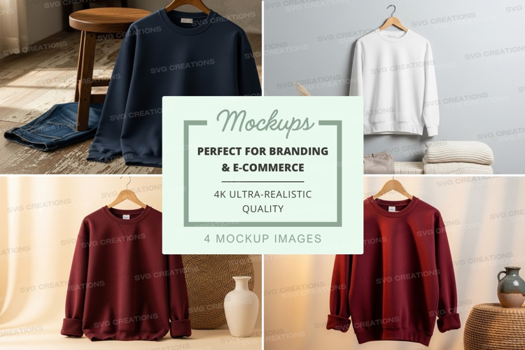 Minimalist knitwear mockup on wooden hangers display