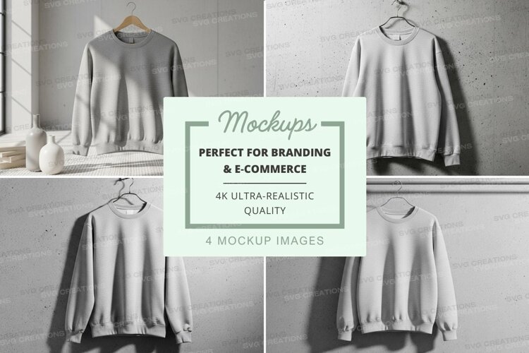 Minimalist gray sweater mockup on hanger display example image 1