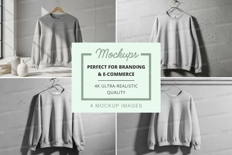 Minimalist gray sweater mockup on hanger display