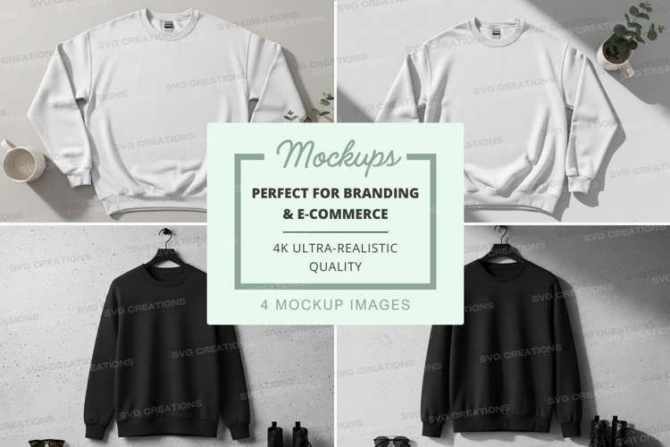 White and black hoodie mockup on hanger minimalist display