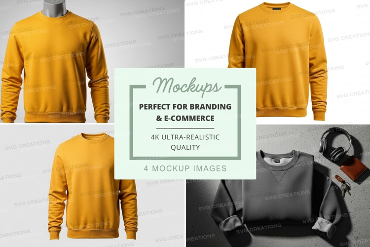 Yellow sweater mockup on mannequin and hanger minimalist dis