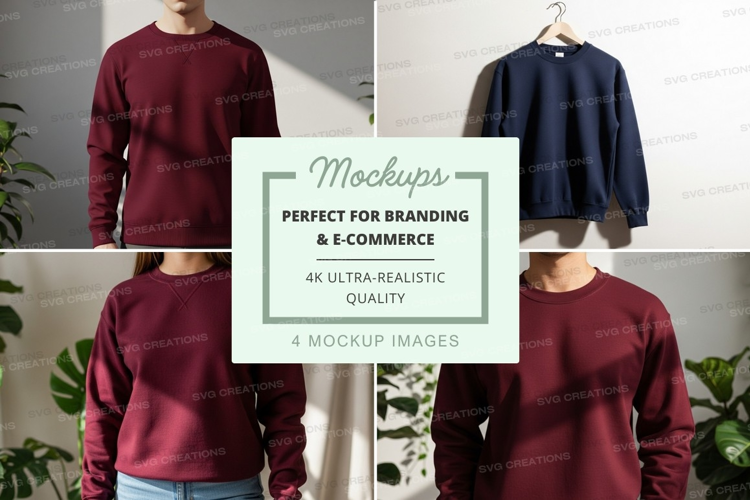 Women's burgundy sweater mockup on hanger minimalist display