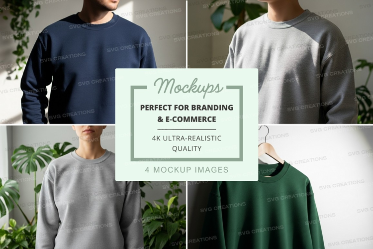 Minimalist sweatshirt mockup on hanger and model display