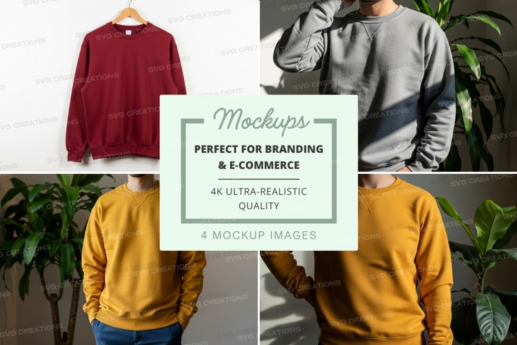 Casual sweatshirt mockup on hanger and model display