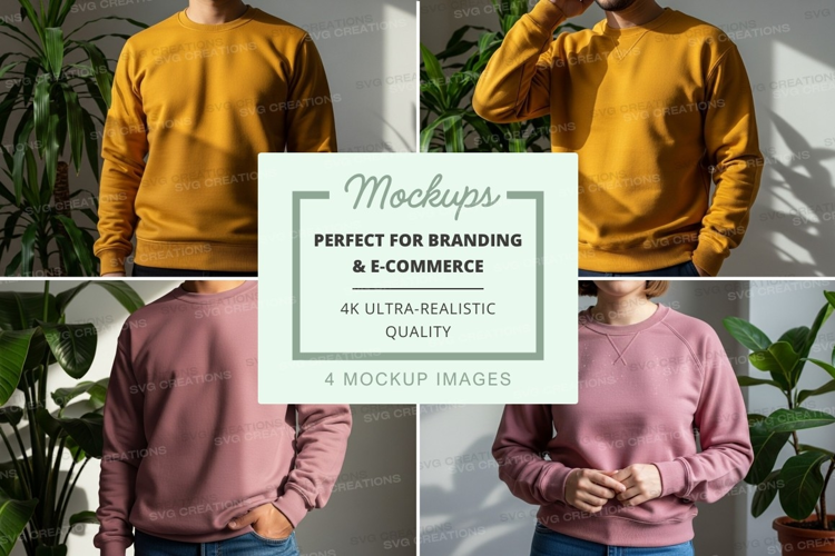 Woman wearing mockup sweatshirt front back view minimalist d