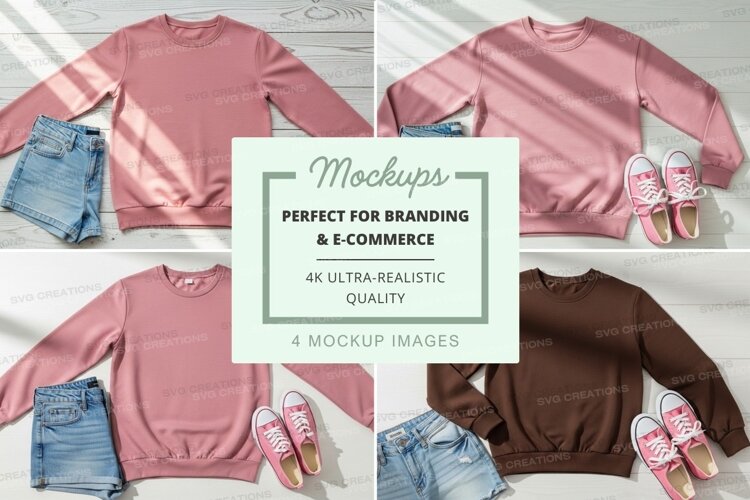 Women's sweatshirt mockup on denim with pastel colors example image 1