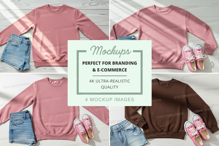 Women's sweatshirt mockup on denim with pastel colors