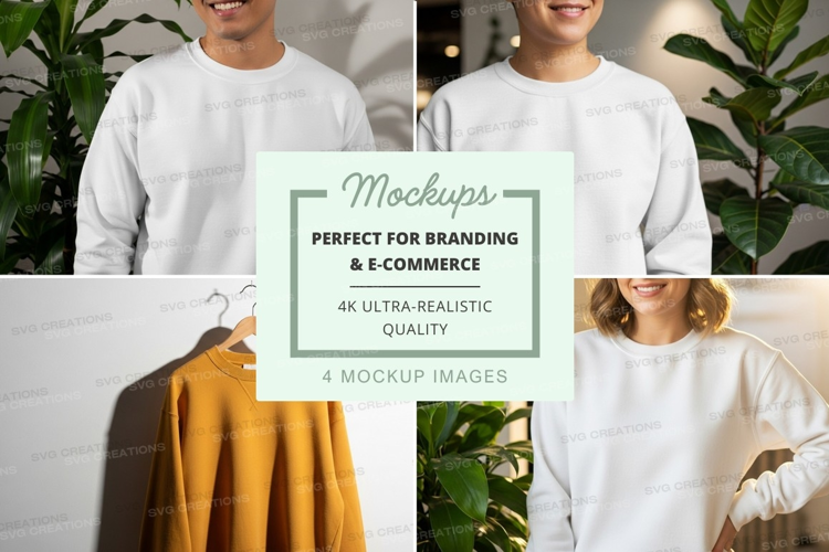 Casual oversized sweatshirt mockup on hanger and model