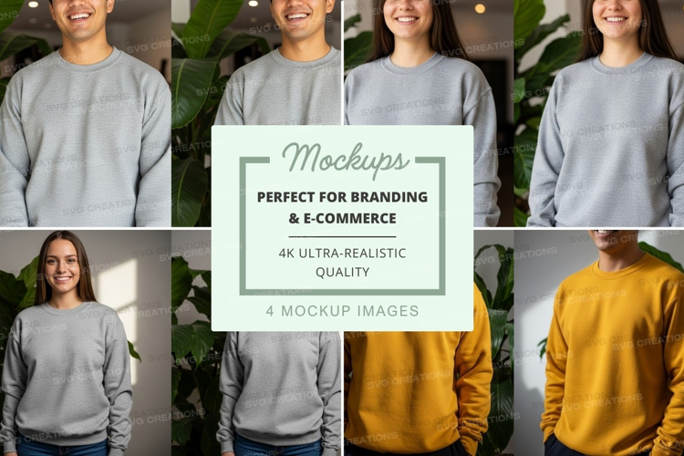 Group friends mockup casual grey hoodie yellow indoor lifest